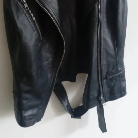 Marks & Spencer Black Leather Motorcycle Jacket - Picture 3 of 8